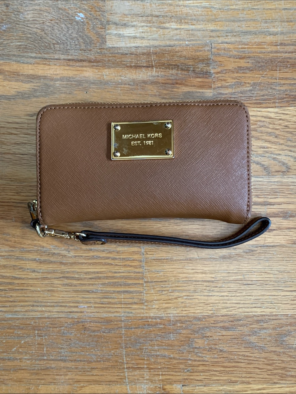 Michael Kors Tan Brown Saffiano Leather Wristlet